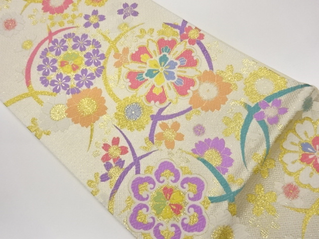 JAPANESE FUKURO OBI / WOVEN FLOWER CREST / ARTIST WORK